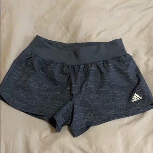 Reflective navy blue adidas running shorts